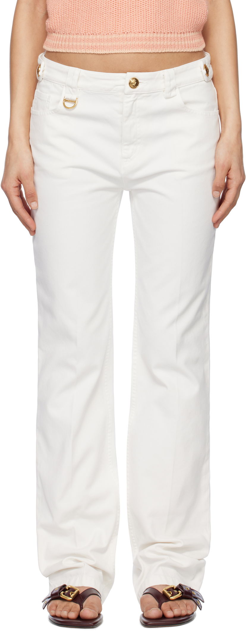 Штани CHLOÉ Chloé Straight Leg Pants білий | CH25SPA12365