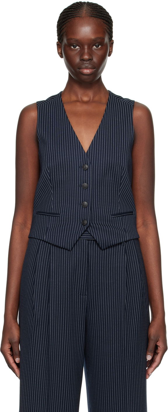 Жилет rag & bone Priya Pinstripe Vest Синій | WAC23HT044LC44