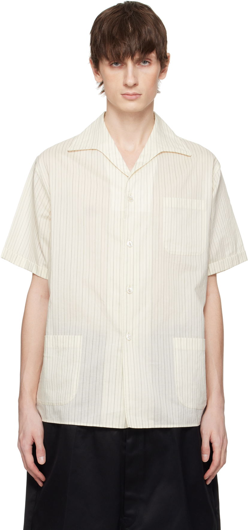 Сорочка Maison Margiela Maison Margiela Pinstriped Camp Collar Shirt бежевий | S50DR0009 M35276