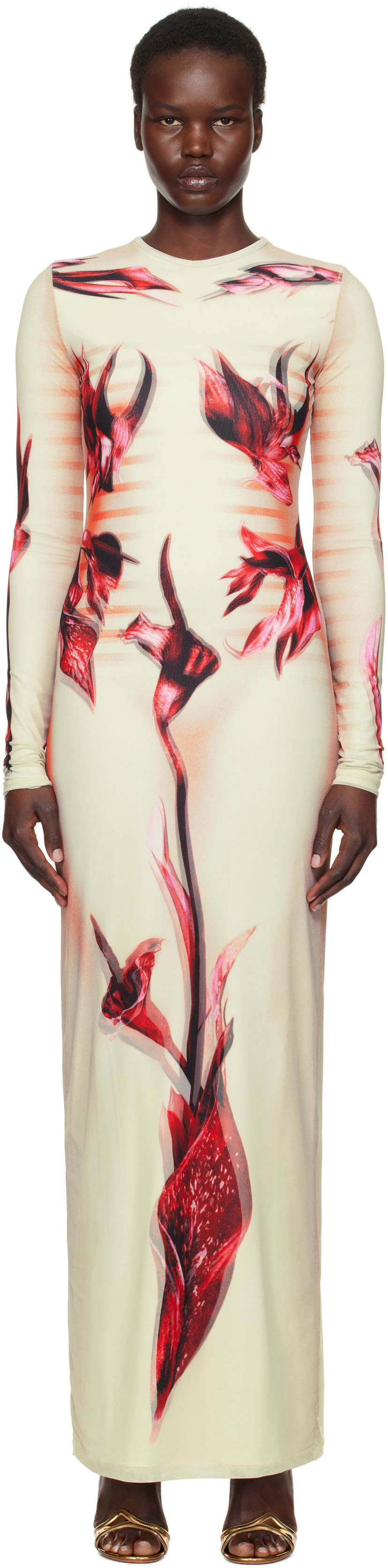 плаття Jean Paul Gaultier Jean Paul Gaultier 'The Flower Body Morphing Marinière' Maxi Dress бежевий | 25/33-F-RO371-T581-422030