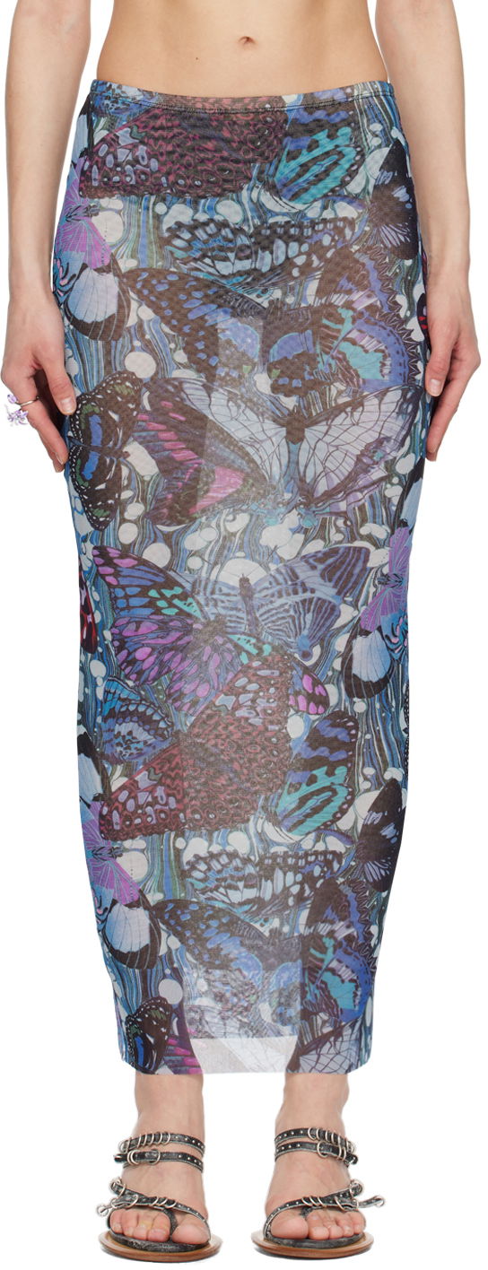 Спідниця Jean Paul Gaultier Gaultier Butterfly Print Maxi Skirt Синій | 24/25-F-JU070-T545-5090