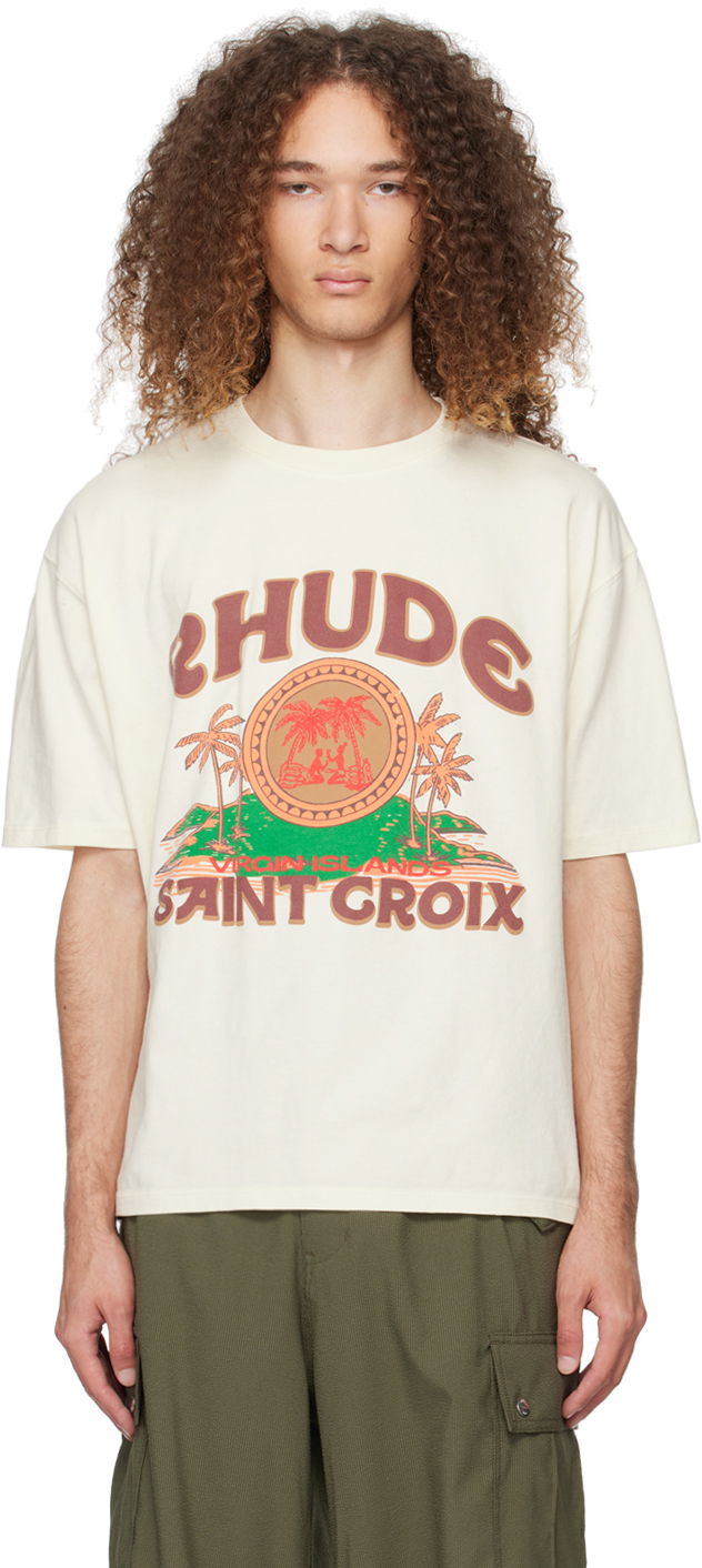 Футболка Rhude 'Saint-Croix' T-Shirt "Off-White" білий | RHPS24TT11012611