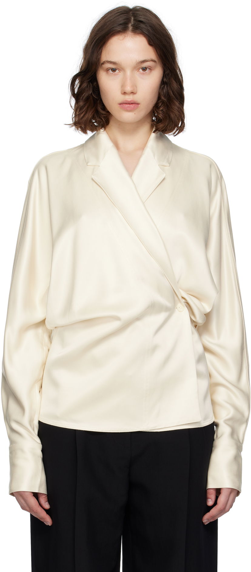 Сорочка TOTEME TOTEME Wrap Satin Blouse бежевий | 253-WRT0543-FB0382