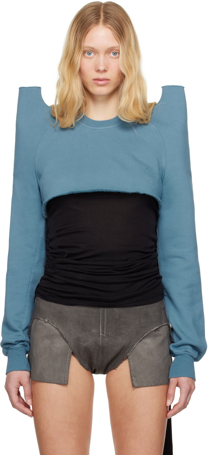 Cветр Rick Owens Rick Owens DRKSHDW Hollywood Cropped Sweatshirt Синій | DS01E3213 F