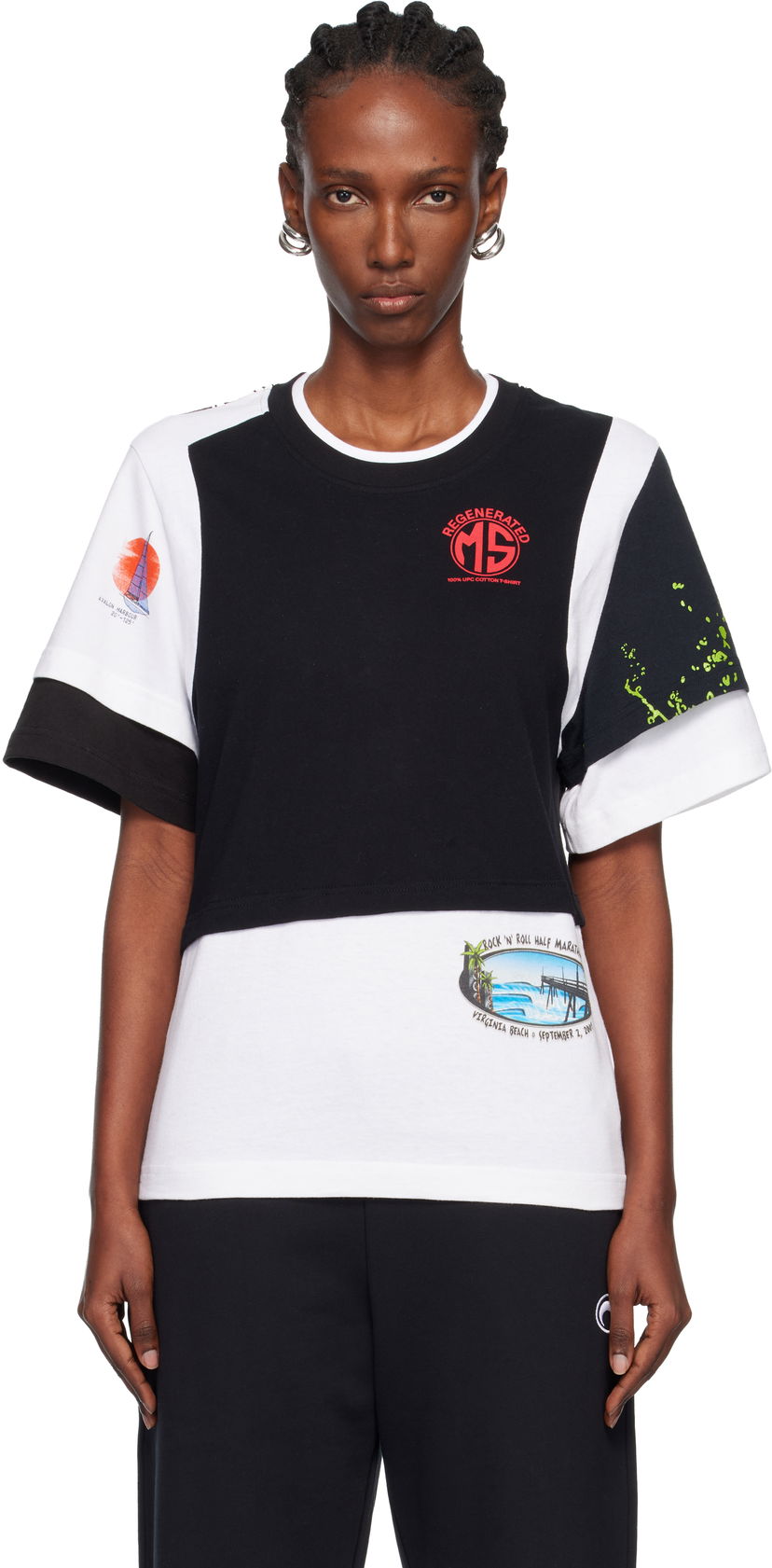 Футболка Marine Serre Regenerated Graphic Jersey Layered T-shirt Різнокольоровий | MTT096AUJER0003