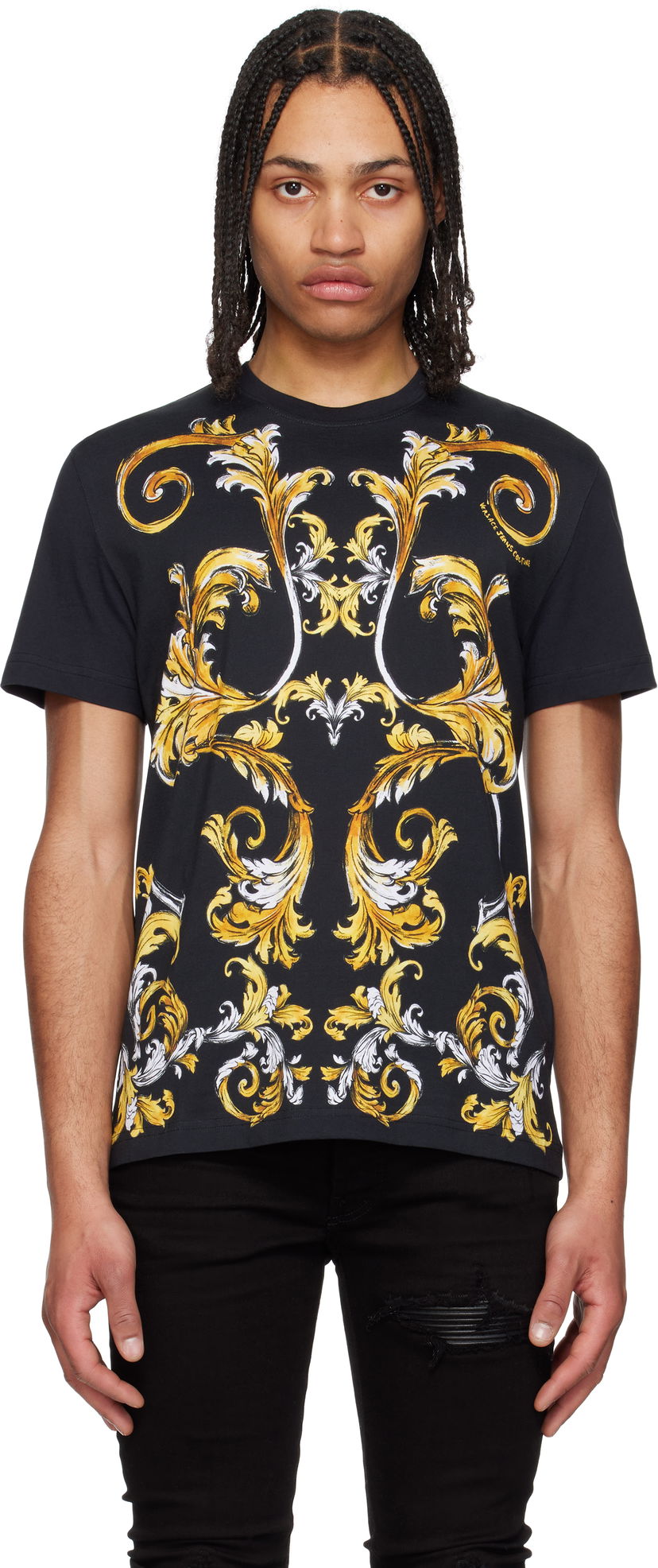 Футболка Versace Versace Jeans Couture Barocco Outline T-Shirt чорний | E78GAH6SB_EJS461