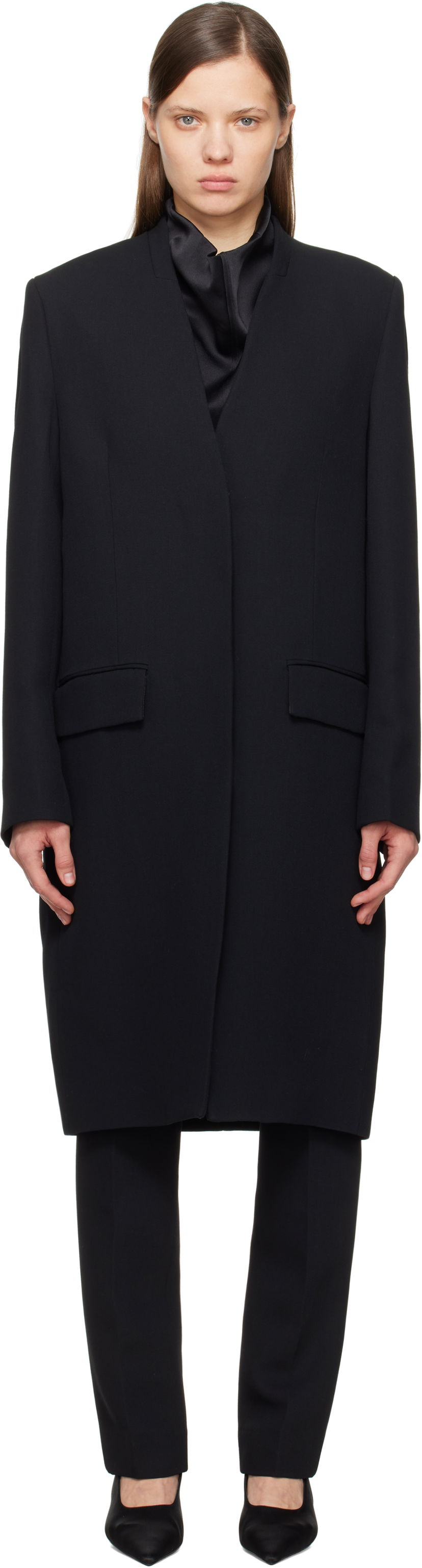 Тренчкот TOTEME TOTEME Deep Pleat Coat чорний | 251-WRO4312-FB0336