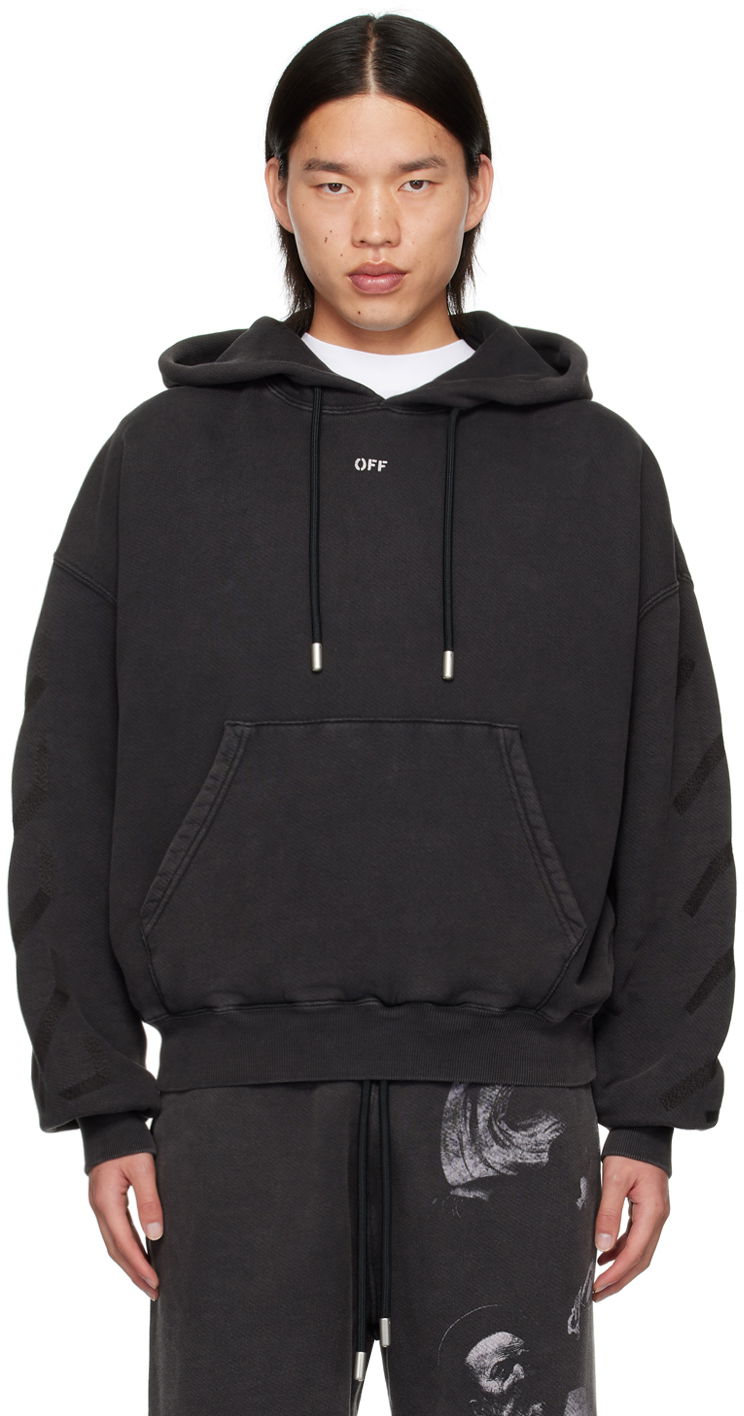 Світшоти Off-White Black S.Matthew Over Hoodie чорний | OMBB118C99FLE0021077