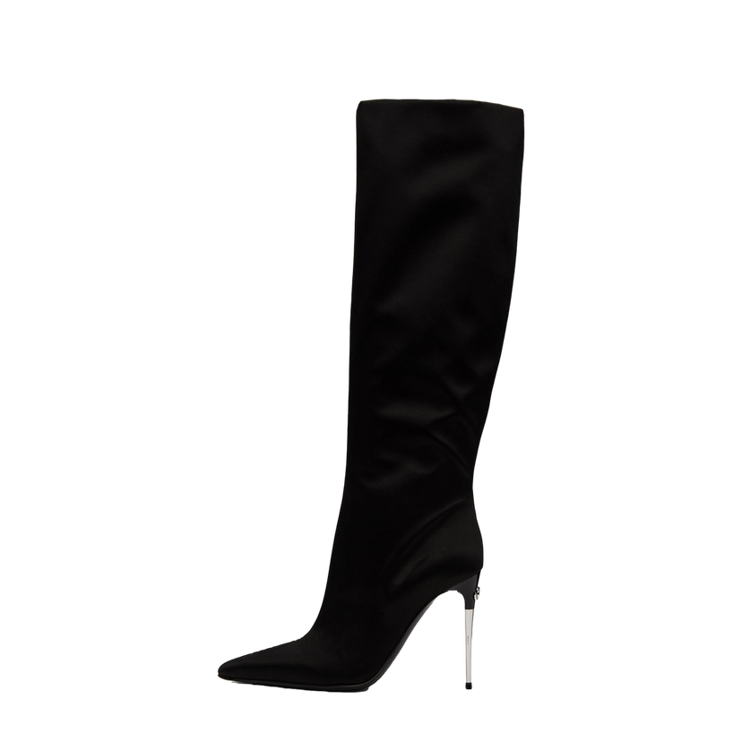 Кросівки та взуття Dolce & Gabbana Tall Satin Boots чорний | CU1126 A7630