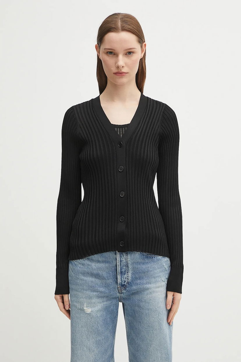 Cветр Anine Bing Matheo Ribbed V-Neck Cardigan чорний | A.09.10942