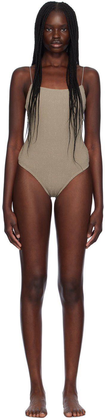 Купальники TOTEME TOTEME Women's Smocked One-Piece Swimsuit Зелений | 241-WSW1080-FB0130