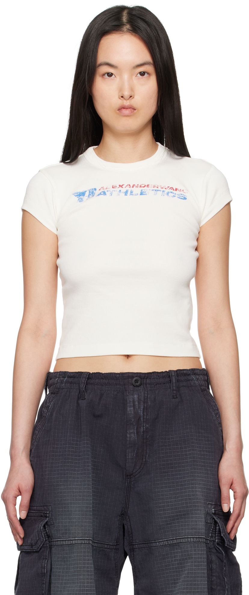 Кроп-топи Alexander Wang Alexander Wang.t Distressed Logo T-Shirt білий | 4CC2251824