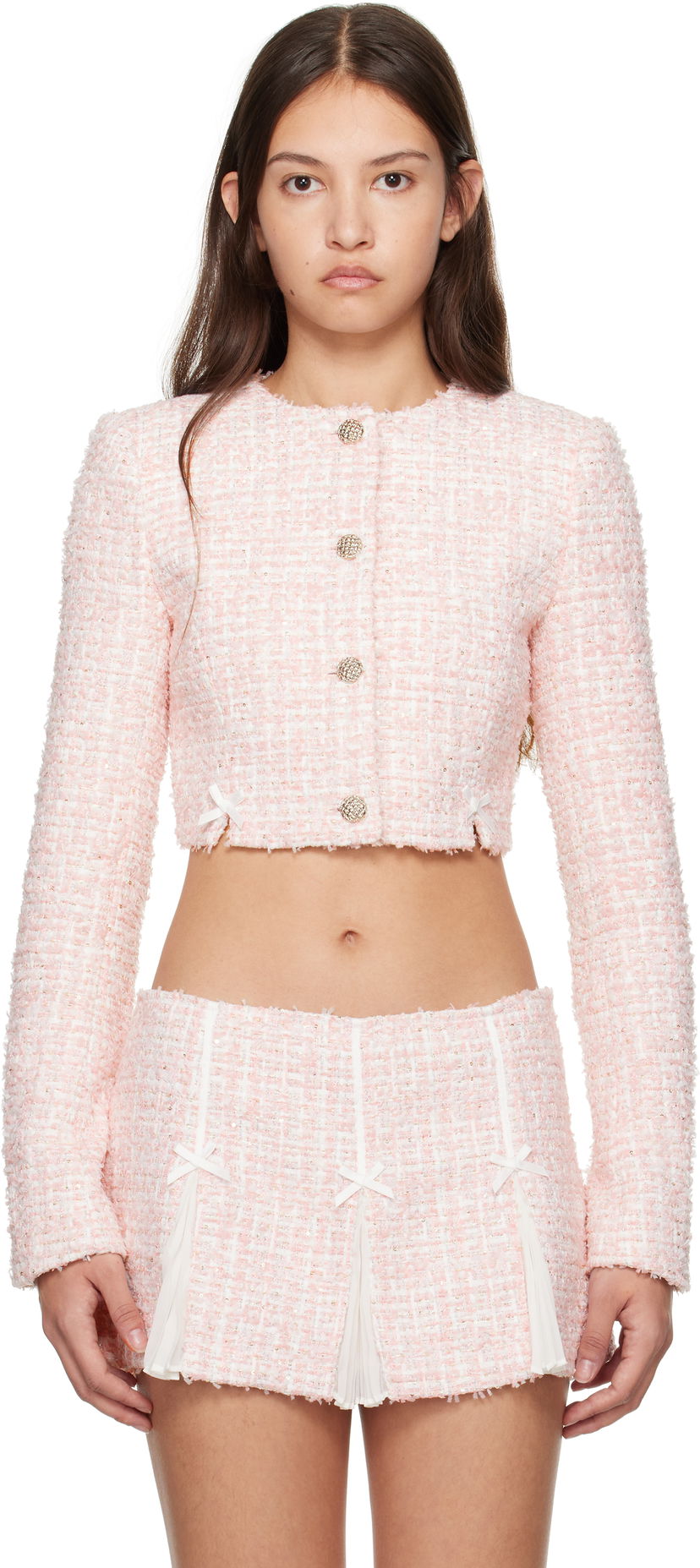 Куртка GUIZIO Guizio Colette Cropped Tweed Jacket Рожевий | H24702W114