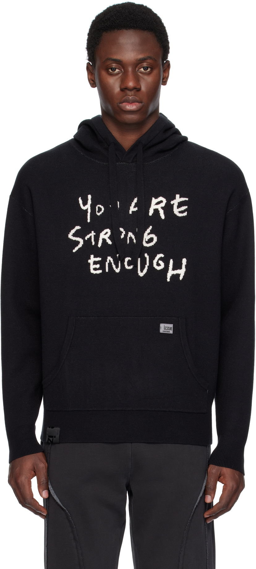 Світшоти izzue Slogan Knit Hoodie чорний | IZXKNN4127W4NBKX