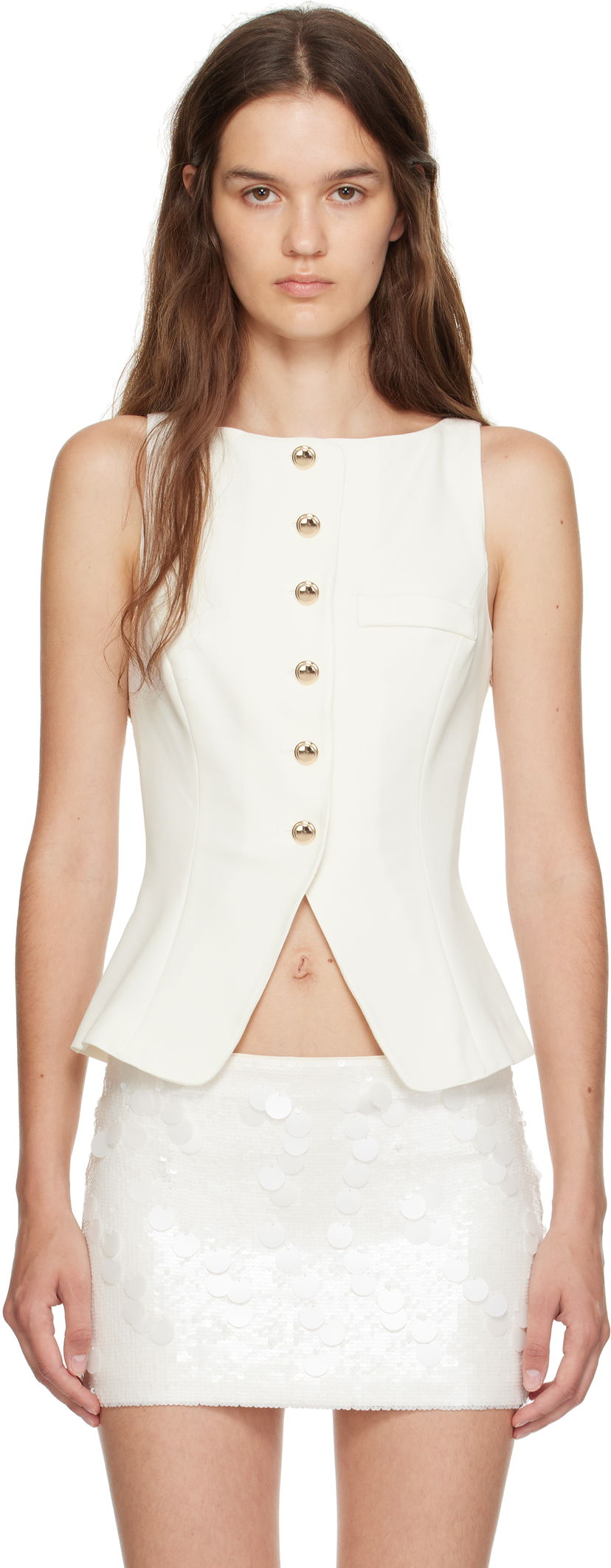 Жилет GUIZIO Guizio Troyes Sleeveless Peplum Top білий | P25107W142