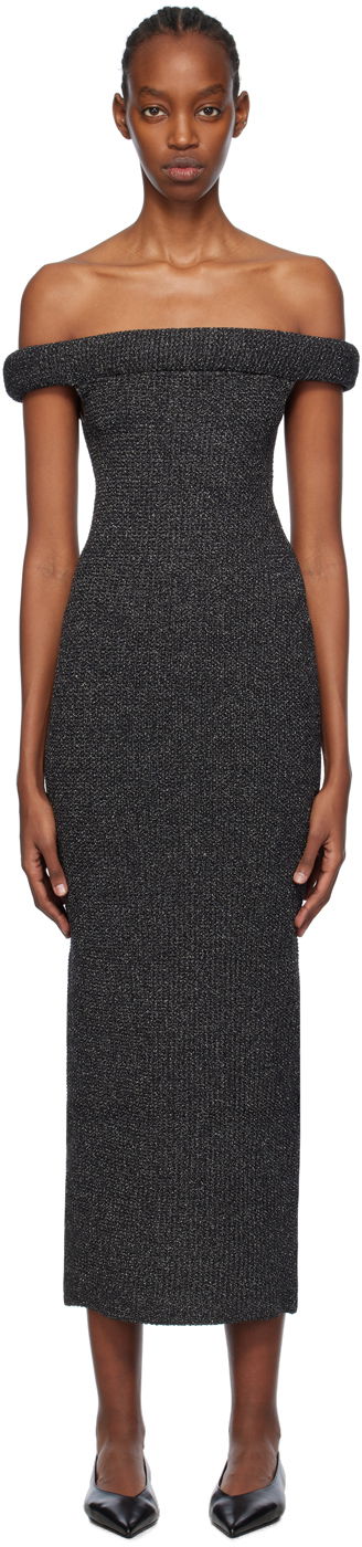 плаття TOTEME TOTEME Off-The-Shoulder Midi Dress Сірий | 241-WRD1179-YA0031