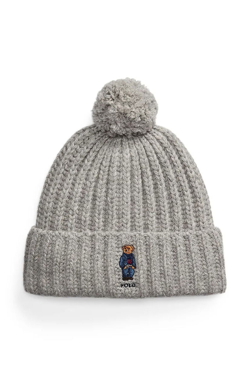 Шапка Polo by Ralph Lauren Polo Ralph Lauren Wool Beanie with Pompom Сірий | 455936112