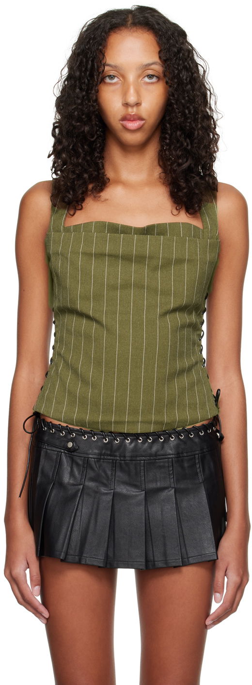 Безрукавка Miaou Miaou Vallois Pinstriped Corset Top Зелений | 7061SWBOVP