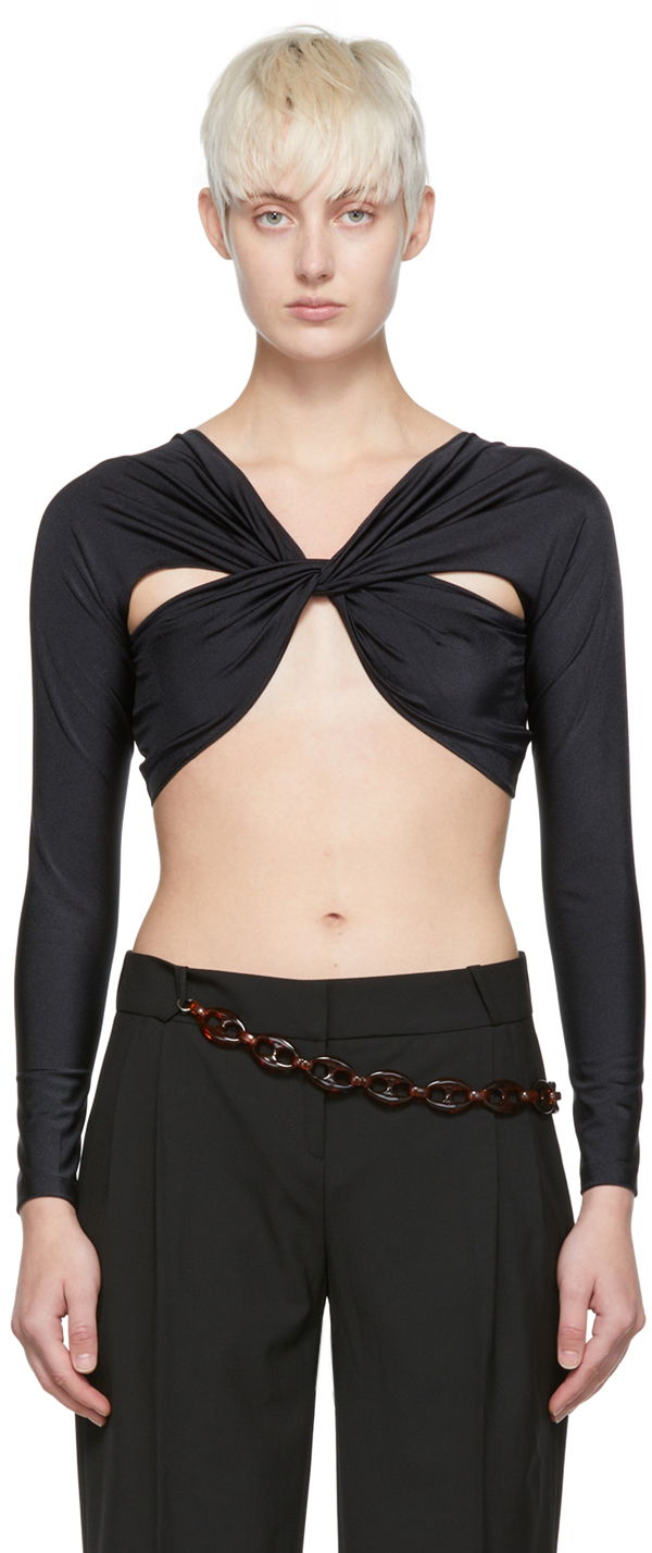Кроп-топи Coperni Coperni Twist Nylon Crop Top чорний | COPS22JS38545
