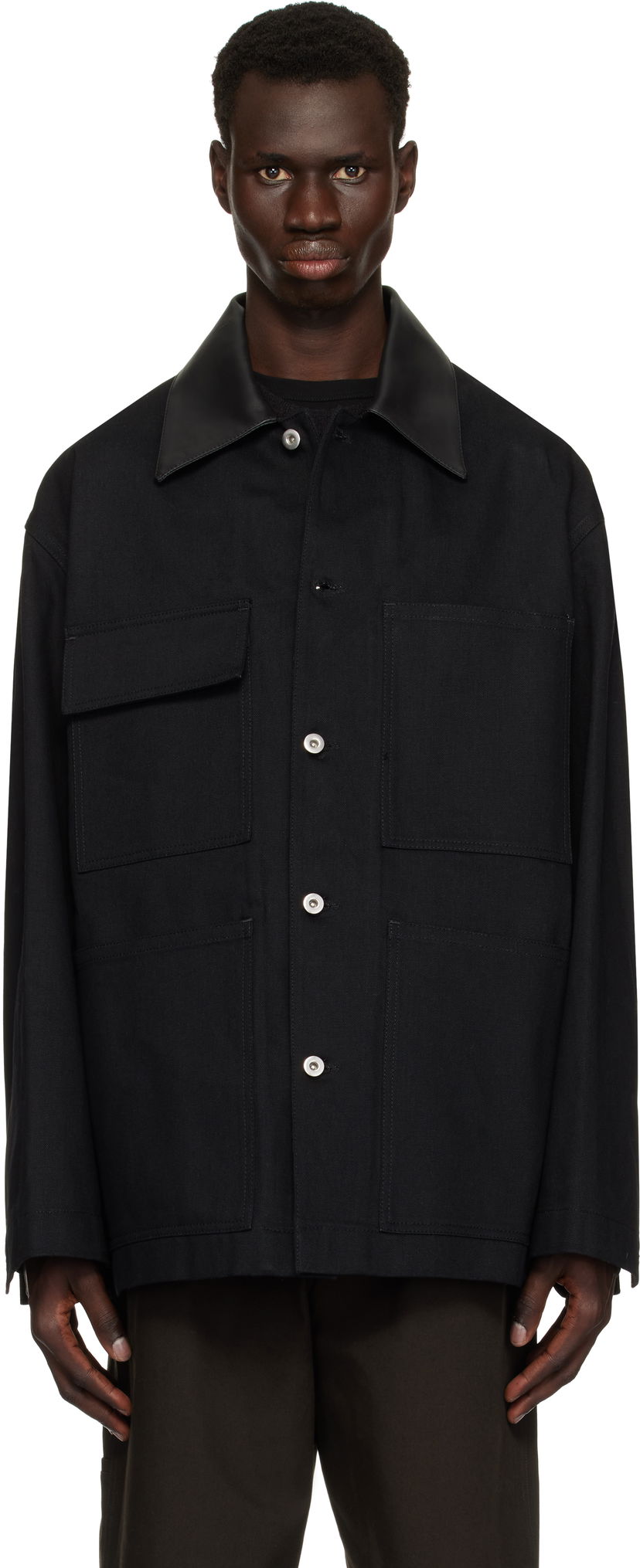 Куртка Jil Sander Jil Sander Leather Collar Denim Jacket чорний | J22SW0033_J46655