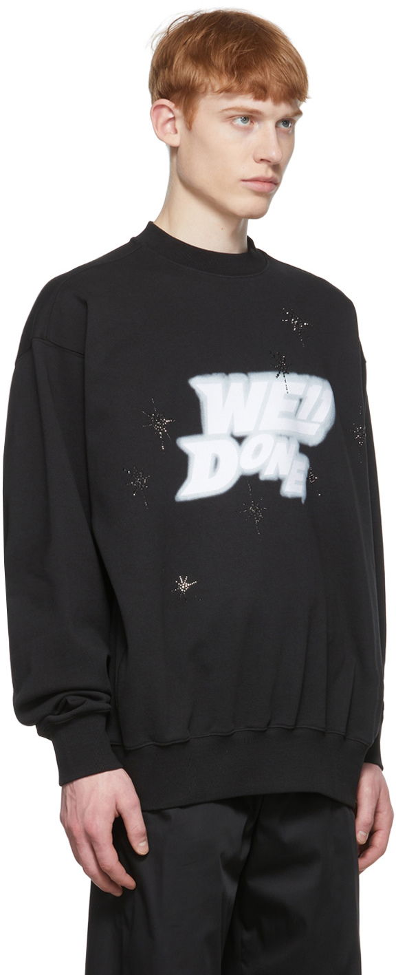 Світшоти We11done We11done Cotton Sweatshirt with Stars Print чорний | WD-TS1-22-663-U-BK, 1