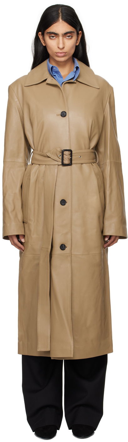 Тренчкот TOTEME TOTEME Long Belted Leather Coat бежевий | 244-WRO0157-LE0083