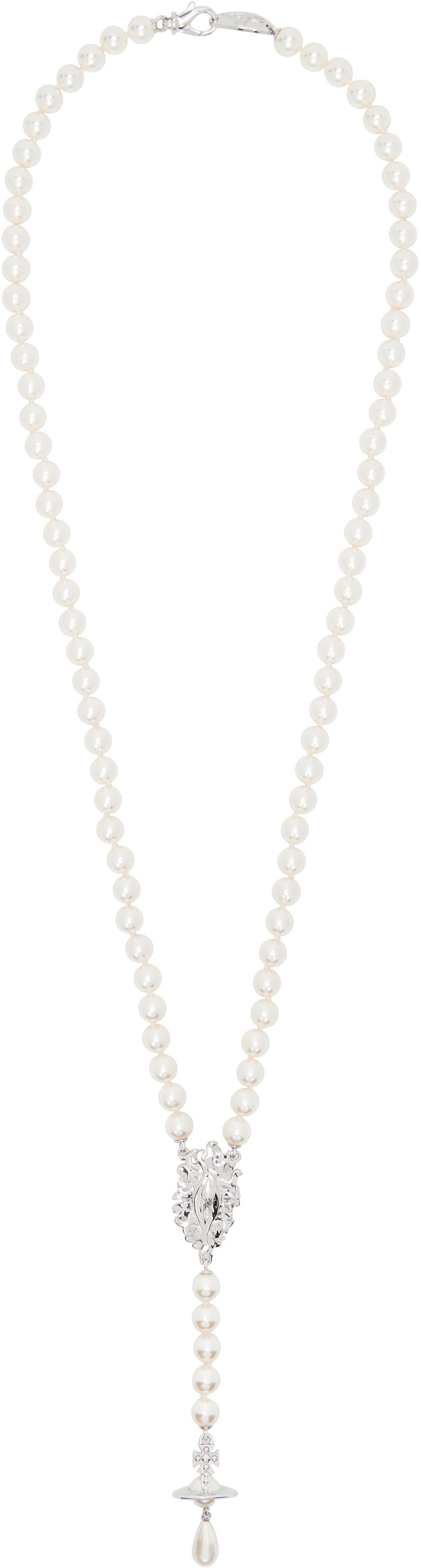 Кольє Vivienne Westwood Vivienne Westwood Calista Long Pearl Necklace with Orb Pendant білий | 6301013L-02P103-