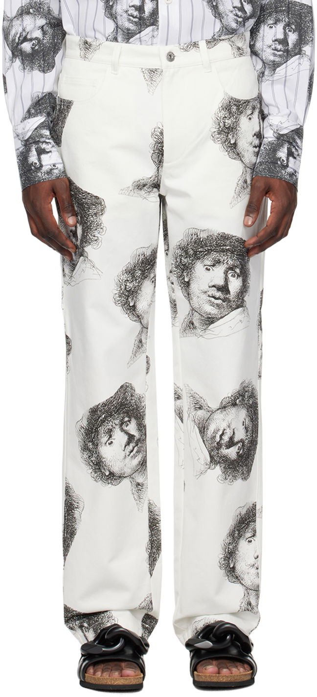 Штани JW Anderson Printed Straight-Leg Jeans білий | TR0269-PG1153