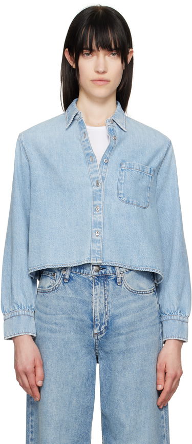 Сорочка rag & bone Rag & Bone Featherweight Cropped Maxine Denim Shirt Синій | WDD25S1446UFGR, 0