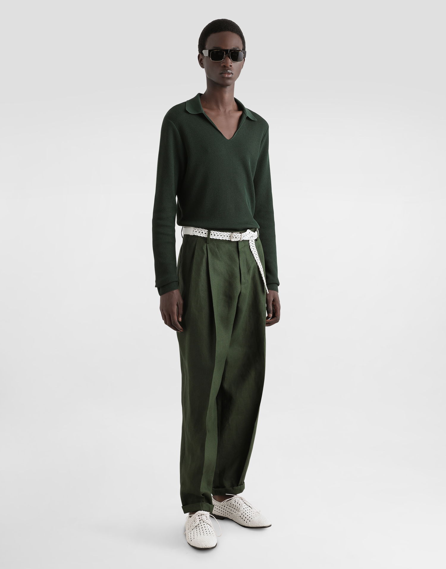 Штани Dolce & Gabbana Dolce & Gabbana Linen Turned-Up Cuffs Pants Зелений | GP114TFU4MCV0304, 1