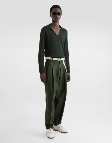 Штани Dolce & Gabbana Dolce & Gabbana Linen Turned-Up Cuffs Pants Зелений | GP114TFU4MCV0304, 1