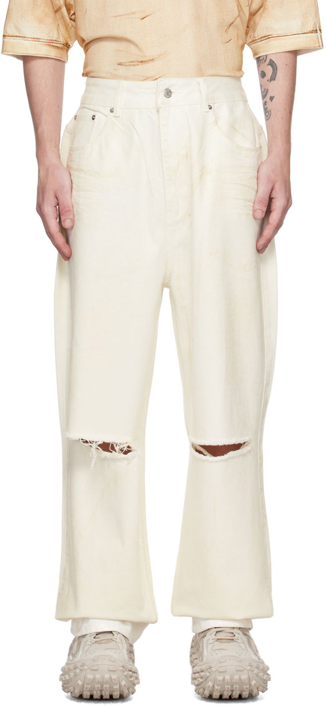 Джинси We11done Foil Coated Relaxed-Fit Jeans білий | WD-DP1-23-342-M-WH