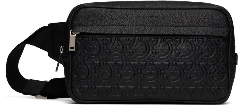 Поясна сумка FERRAGAMO Ferragamo Gancini Embossed Leather Belt Bag чорний | 769479
