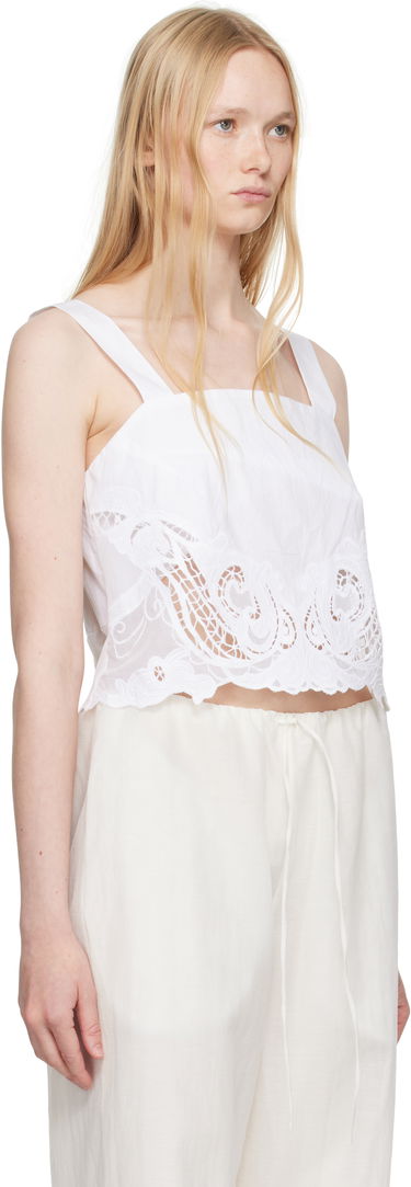 Кроп-топи rag & bone Rag & Bone Clem Lace-Trim Poplin Tank Top білий | WAW25SA036LA36, 1