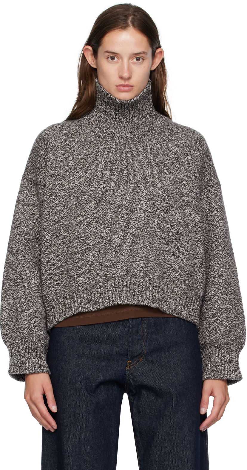 Cветр &Daughter &Daughter Caragh Chunky Crop Turtleneck Sweater Сірий | HKN03934