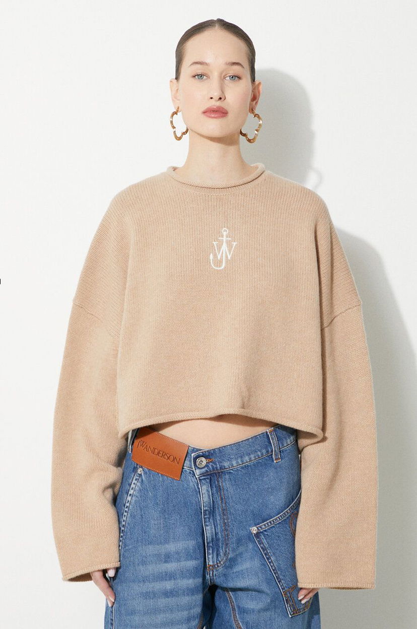 Cветр JW Anderson JW Anderson Cropped Anchor Jumper бежевий | KW1121.YN0264.132