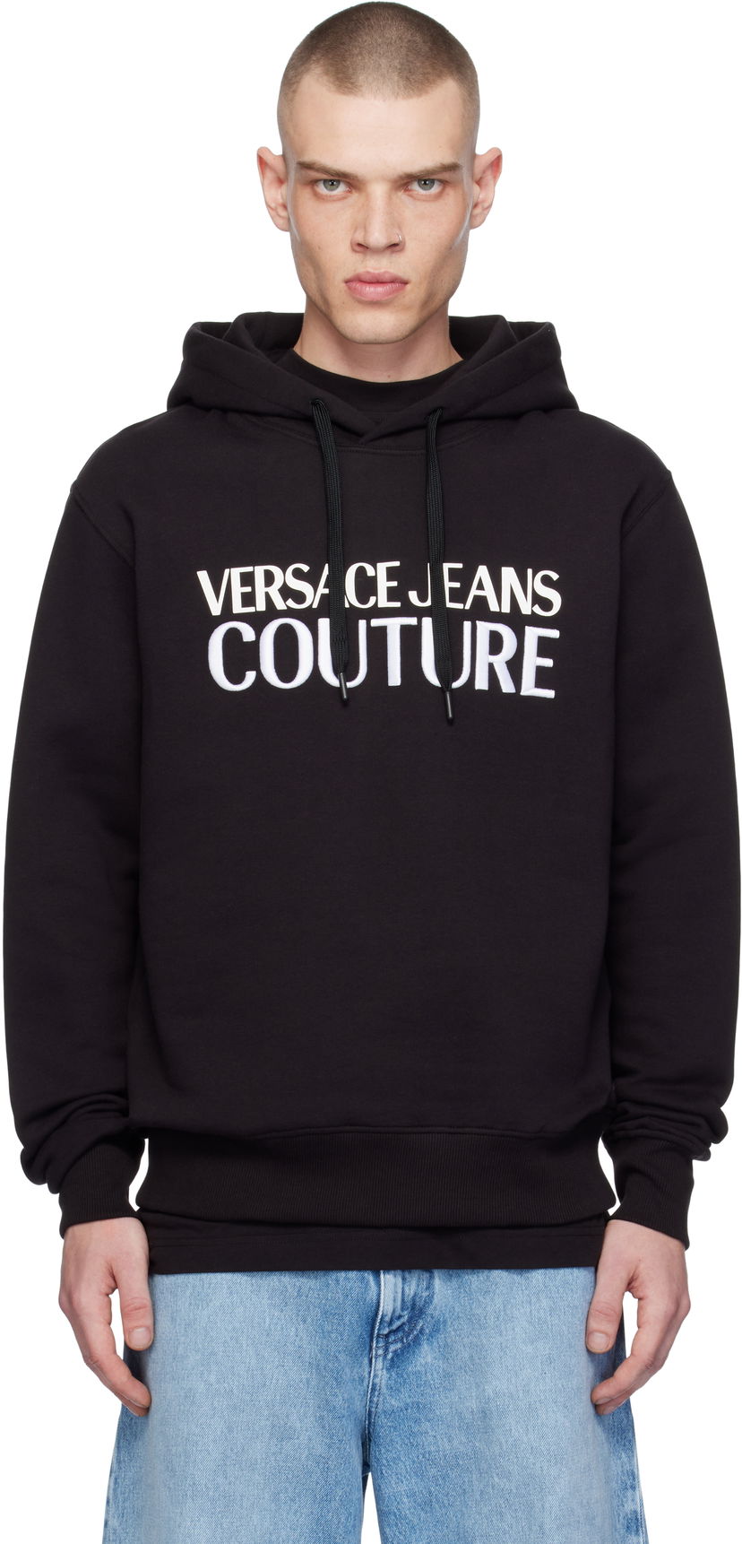 Світшоти Versace Black Screen-Printed Hoodie чорний | E77GAIL03_ECF02L