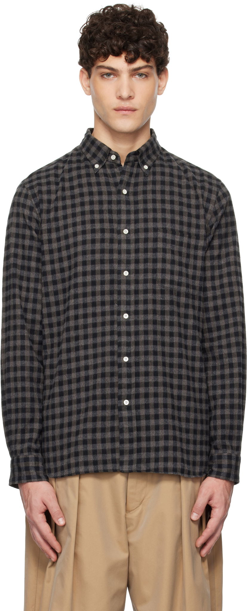 Сорочка BEAMS BEAMS PLUS Button-Down Gingham Check Shaggy Shirt Сірий | 38110244139