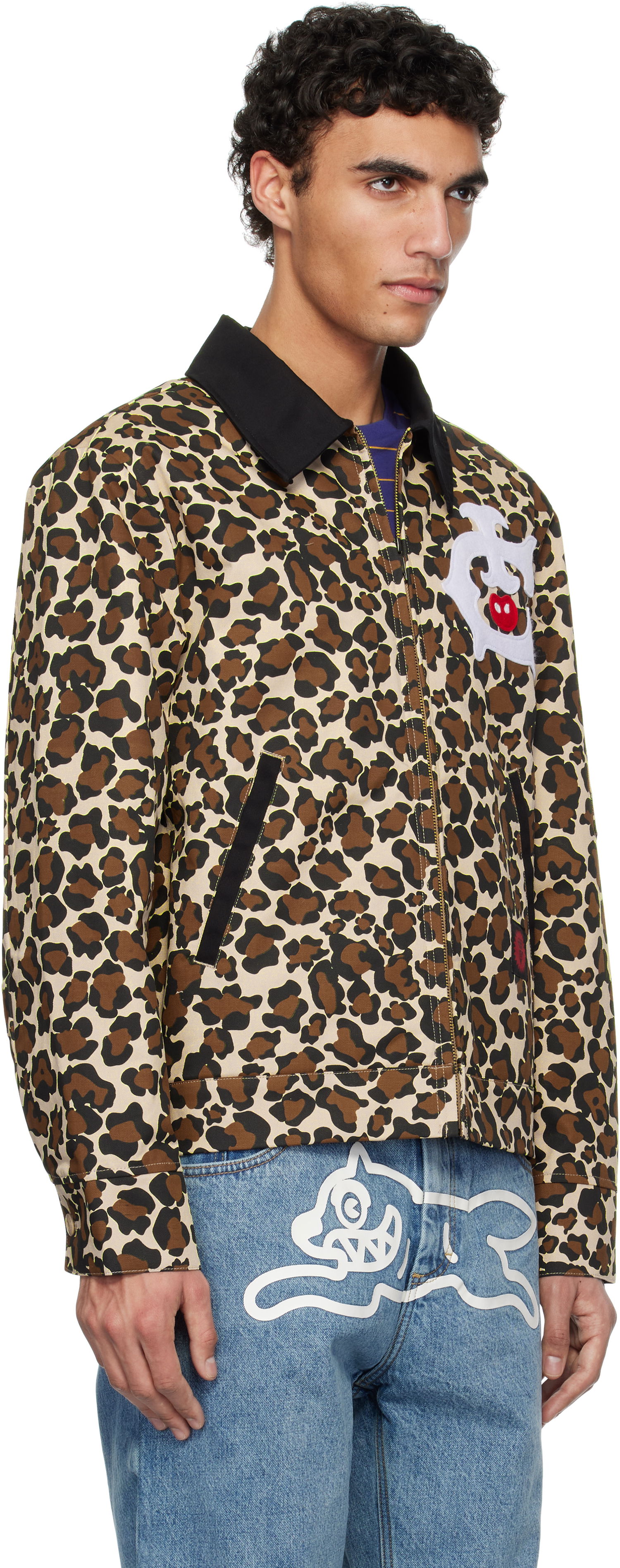 Куртка BBC IceCream ICECREAM Work Jacket with Leopard Print and Graphic Appliqué бежевий | IC25174, 1