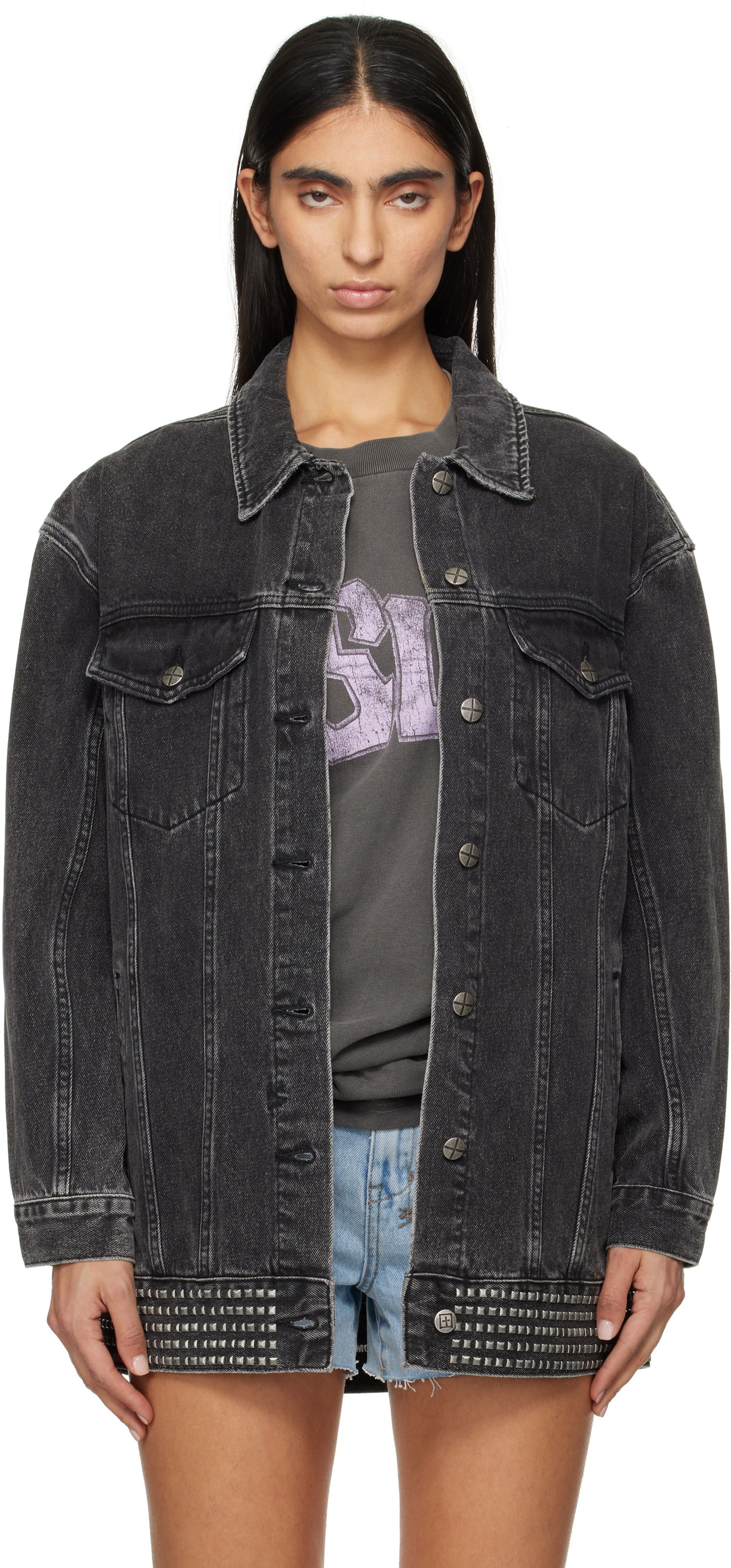 Куртка Ksubi Altar Phoenix Trucker Denim Jacket with Studs чорний | WPS25JK012, 0