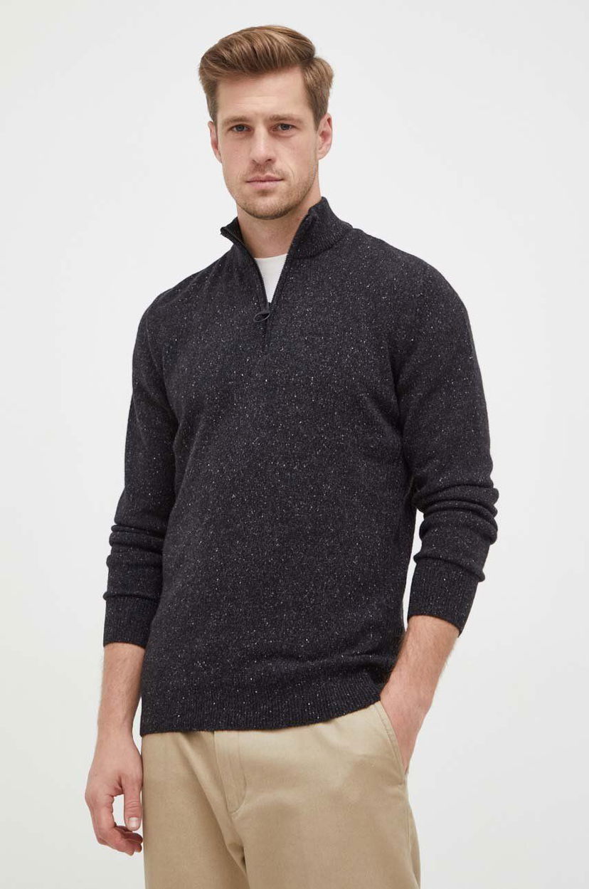 Cветр Barbour Sweater With Half Zipper чорний | MKN1187