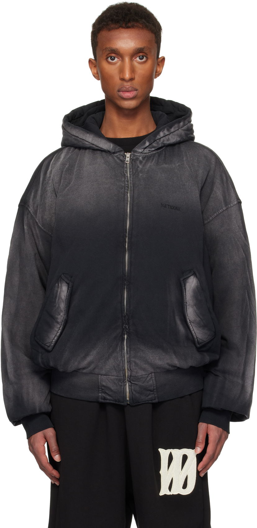 Куртка бомбер We11done We11done Bomber Zip-Up Hoodie чорний | WD-TJ3-24-836-U-BK