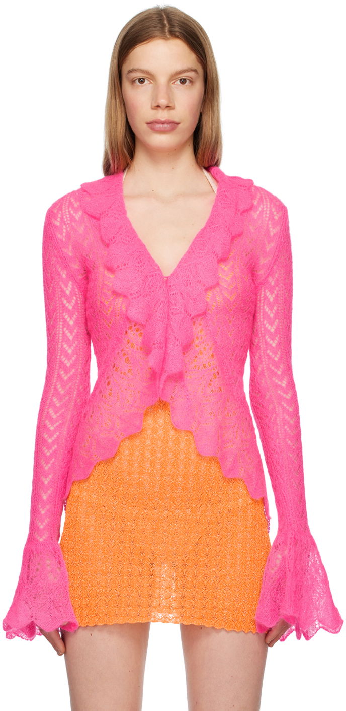 Cветр ERL Pink Ruffled Cardigan Рожевий | ERL06N103