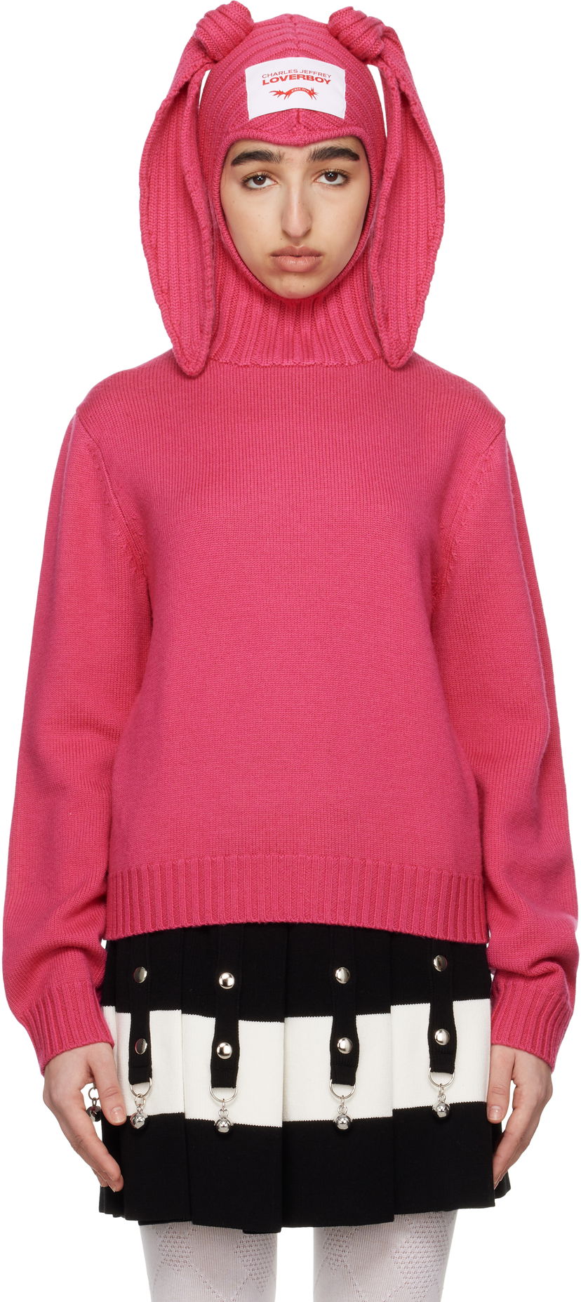 Cветр Charles Jeffrey Loverboy Charles Jeffrey LOVERBOY Merino Rabbit Balaclava Hoodie Рожевий | 54090902