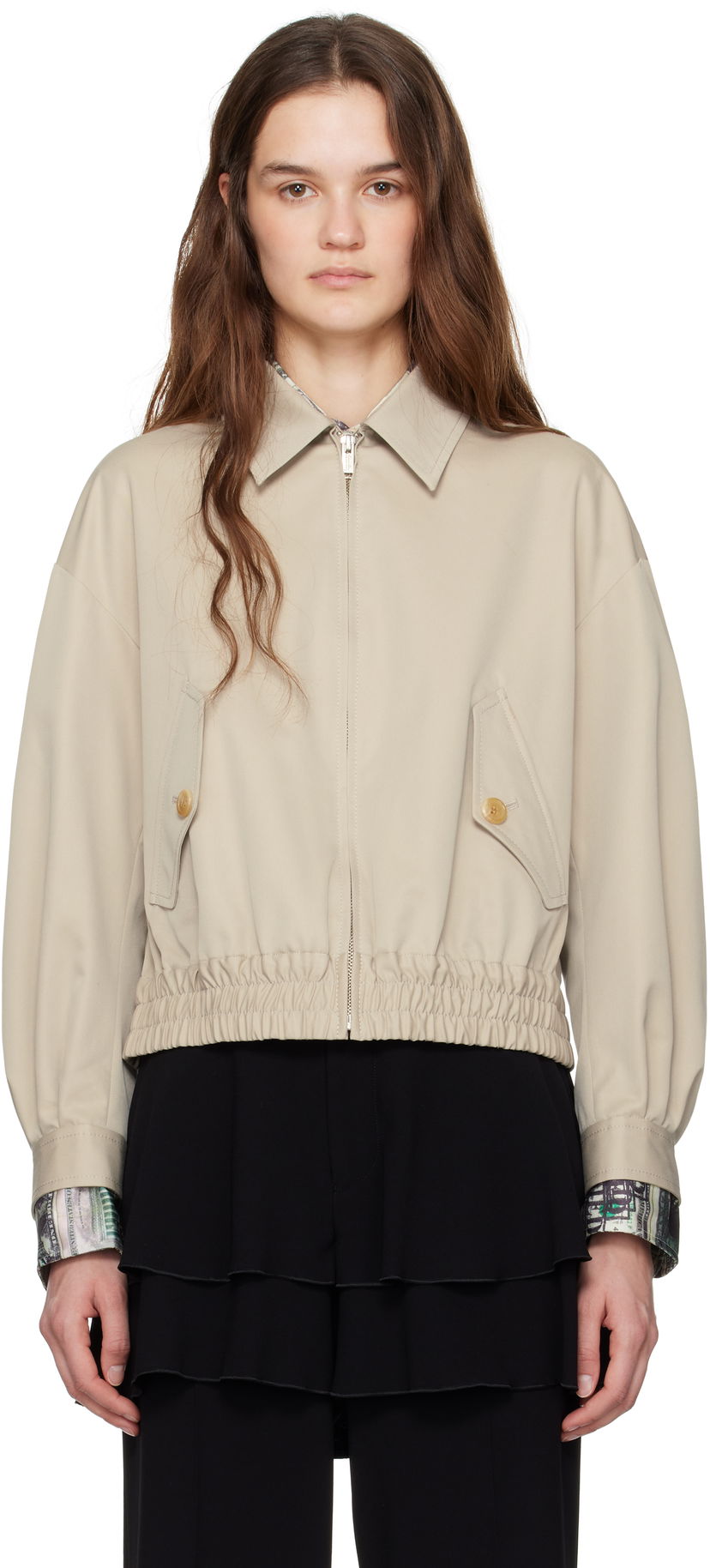 Куртка UNDERCOVER UNDERCOVER  Cropped Elastic Waistband Jacket бежевий | UP1E1203-1