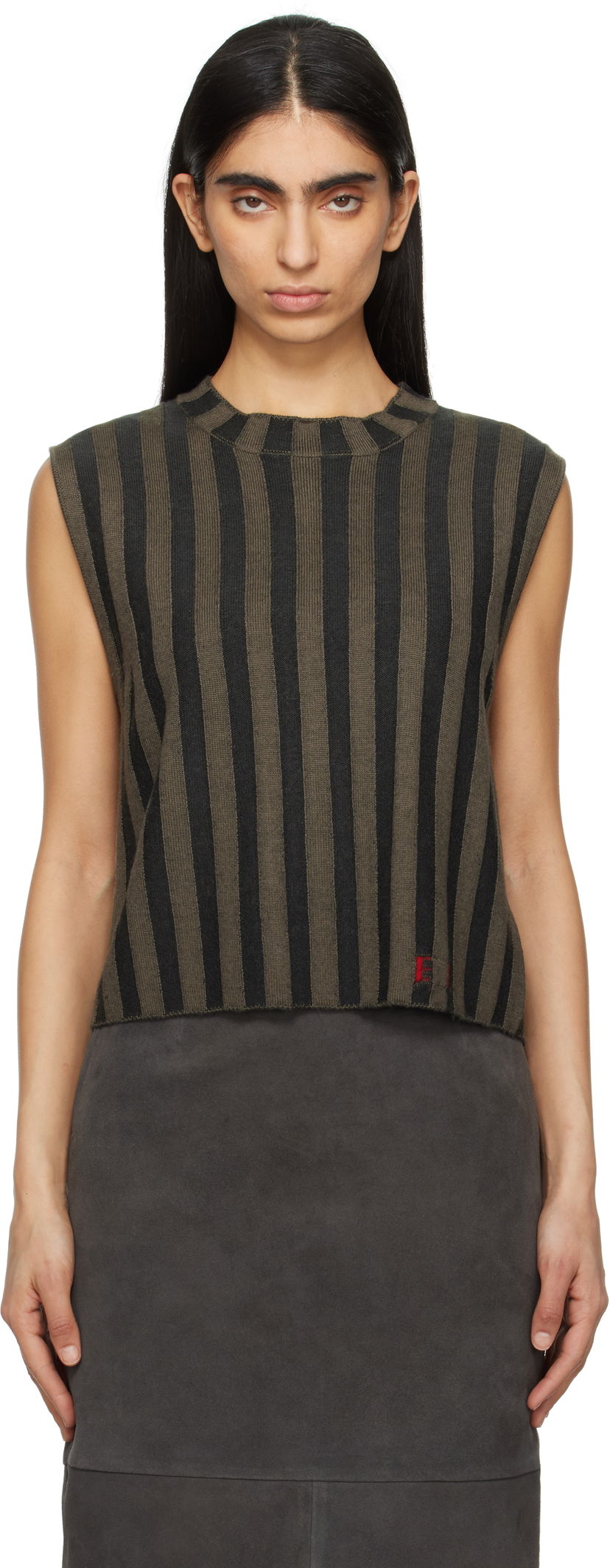 Cветр Eckhaus Latta Eckhaus Latta Striped Knit Tank Top Коричневий | 8025-EL-PS25-B -
