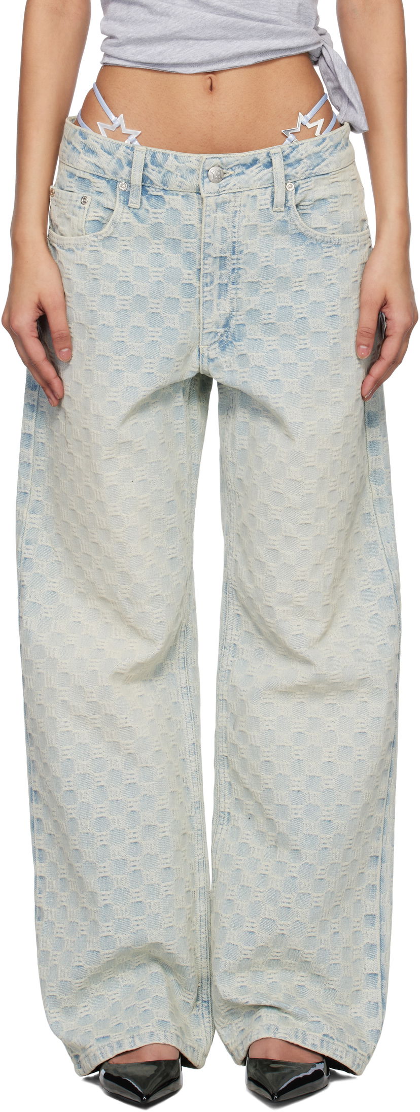 Джинси MISBHV MISBHV Monogram Ocean Washed Wide-Leg Jeans Синій | 250W316
