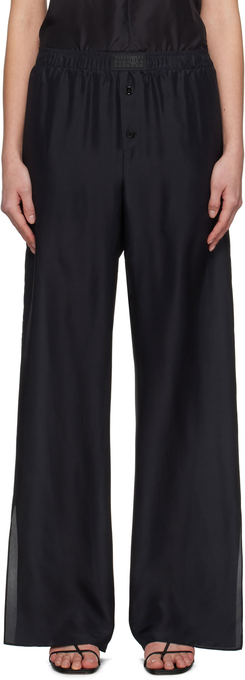 Штани Maison Margiela MM6 Maison Margiela Light Silk Pyjama Pants чорний | S52KA0529 M35244
