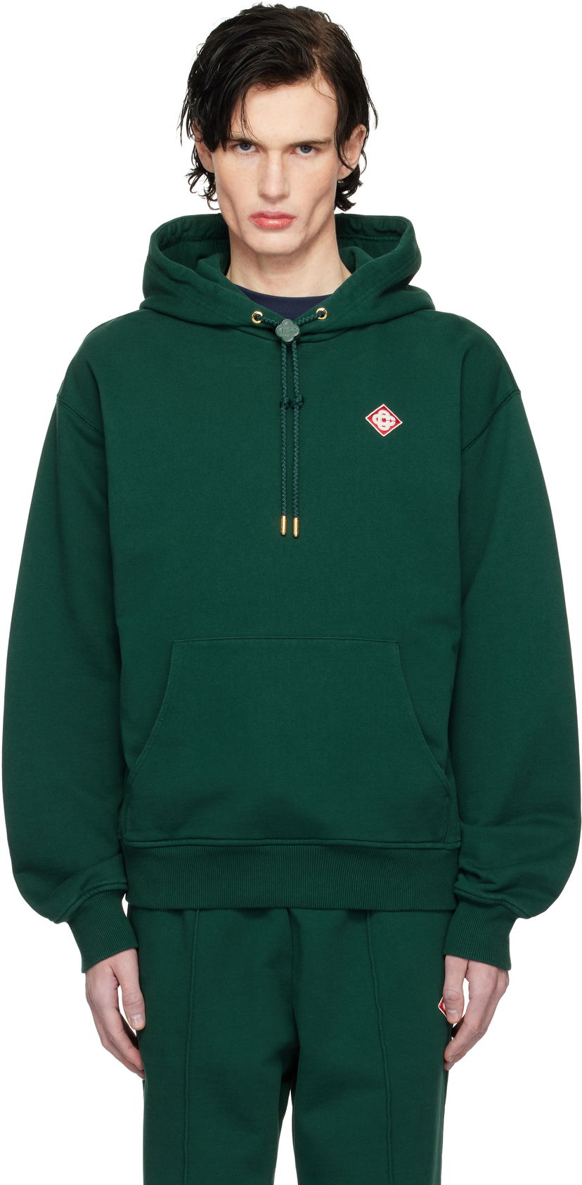 Світшоти Casablanca Diamond Logo Cotton-Jersey Hoodie Зелений | MPS25-JTP-292-01