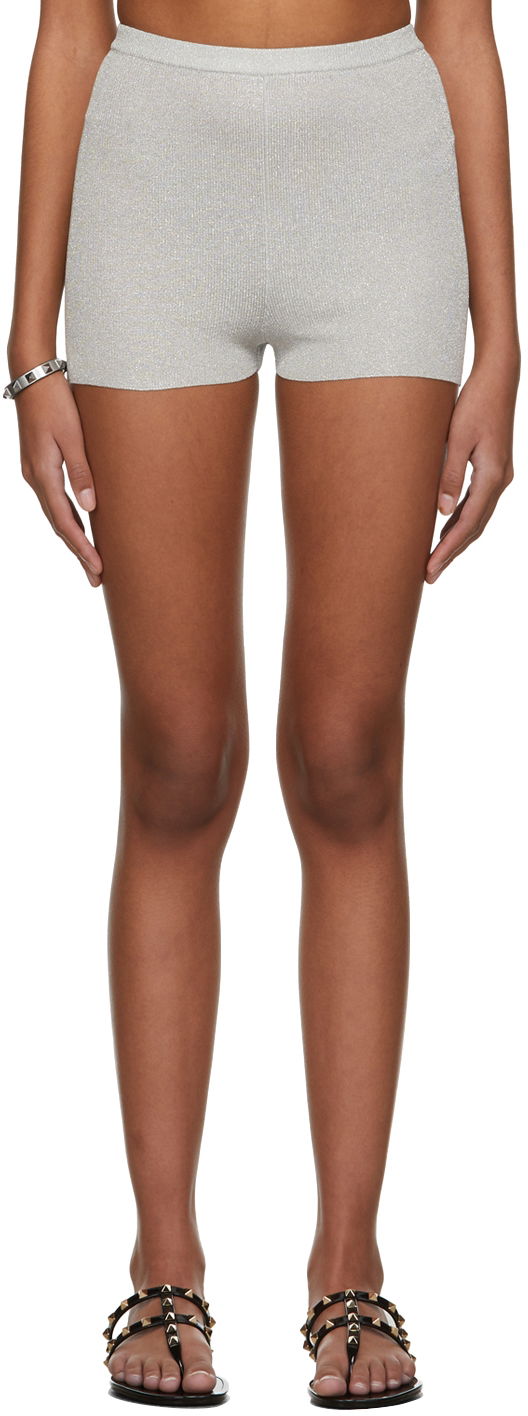 Шорти Valentino Knit Metallic Shorts Сірий | XB3KW00F70F